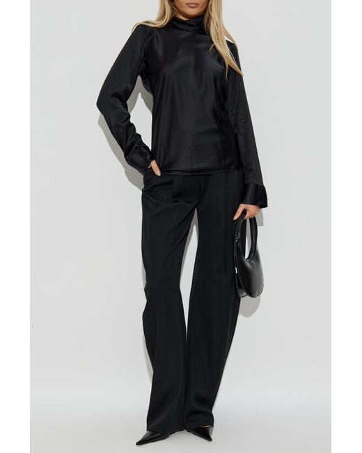 Courreges Black Top With A Stand-Up Collar