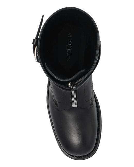McQueen Black "Biker" Ankle Boots for men