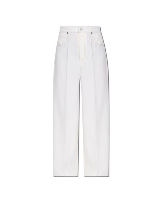 【送料&関税込】Bottega Veneta White Wool Pant Bottega Veneta Wool Trousers in White | Lyst