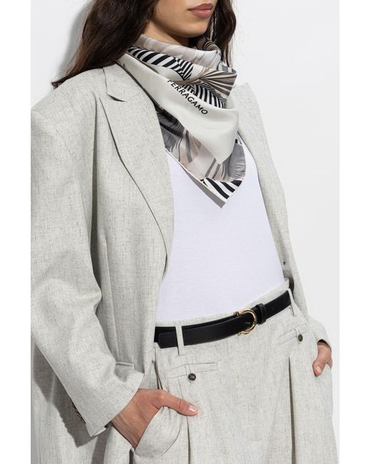 Ferragamo White Silk Scarf