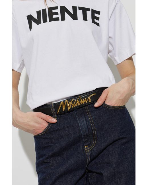 Moschino Black Leather Belt