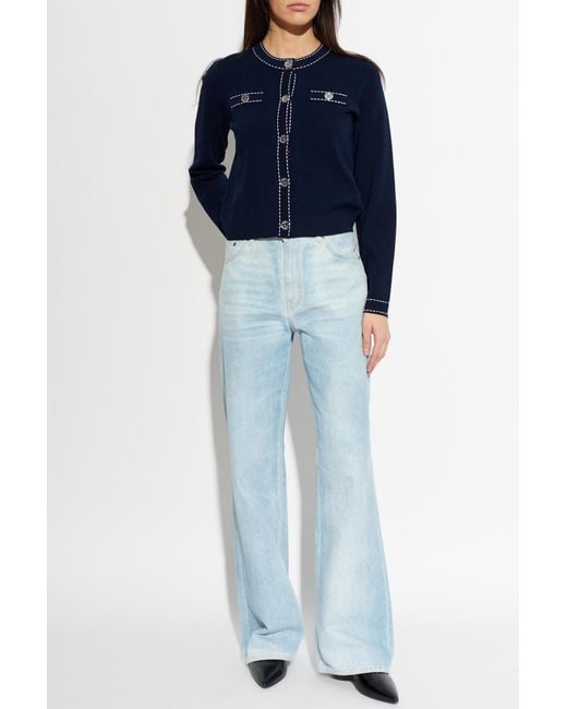 MICHAEL Michael Kors Blue Cardigan With Decorative Stitching