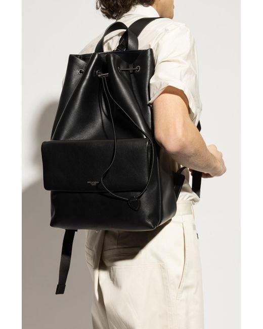 Dolce & Gabbana Black Leather Backpack for men