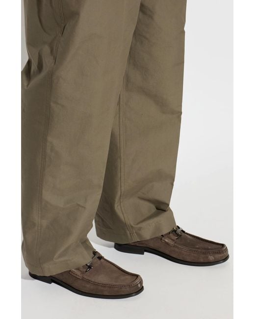 Ferragamo Brown "Grandioso" Suede Loafers for men