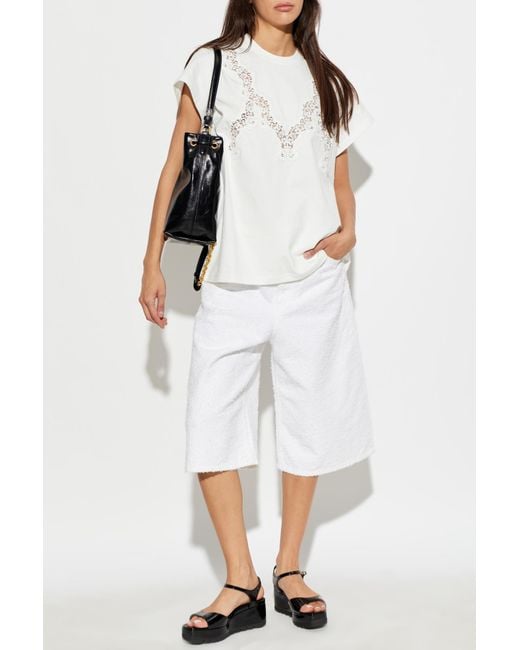Stella McCartney White T-Shirt With Decorative Knit