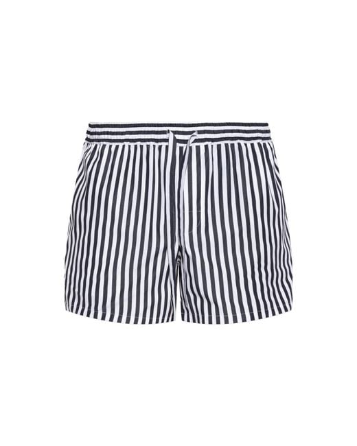 Dolce & Gabbana Black Cotton Shorts With A Striped Pattern for men