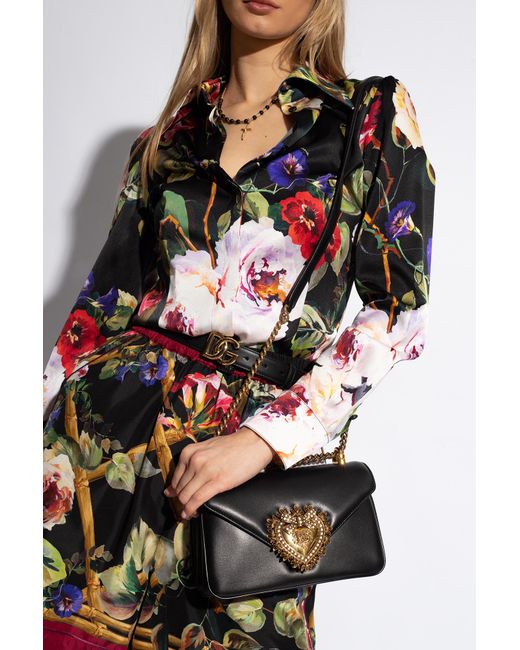 Dolce & Gabbana Black Nappa Leather Devotion Shoulder Bag