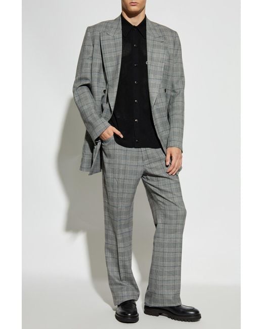 Amiri Gray Plaid Patterned Trousers for men