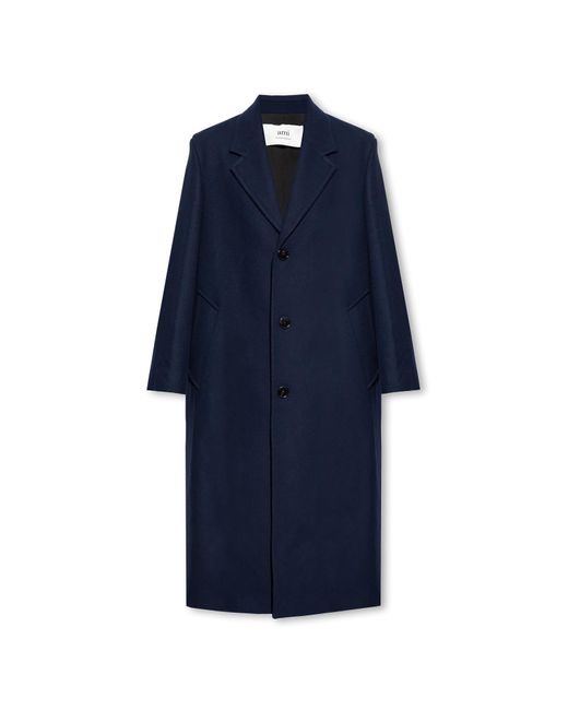 AMI Blue Wool Coat for men