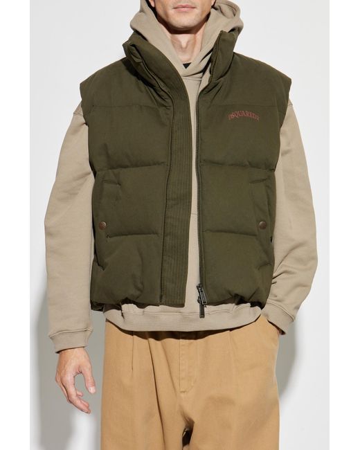 DSquared² Green Quilted Vest for men