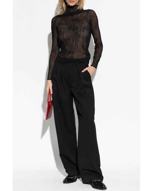 Issey Miyake Black Pleated Top