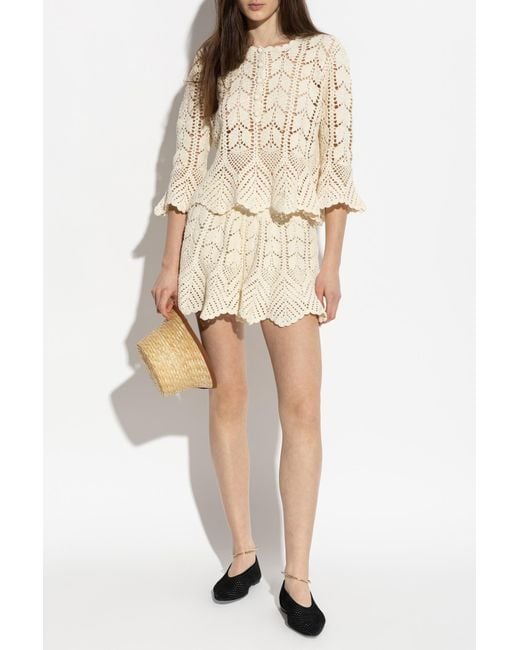 Zimmermann Natural Lace Shorts