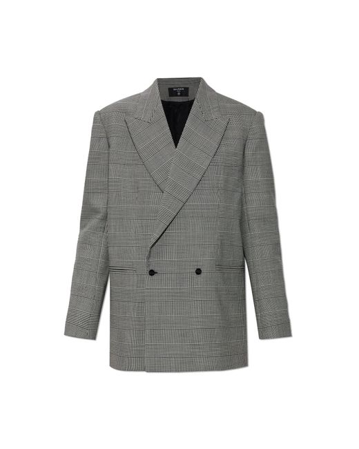 Balmain Gray Houndstooth Blazer