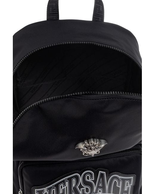 Versace Black Backpack With An Application for men