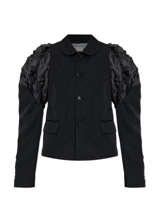 CDG by Comme des Garcons Black Blazer With Decoratively Finished Sleeves
