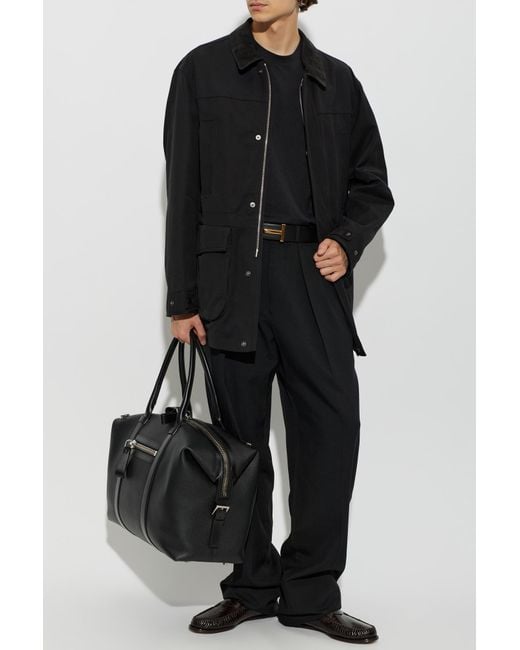 Tom Ford Black Jacket With A Leather Collar for men
