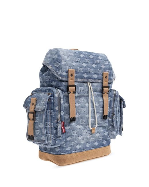 DSquared² Blue 'D2 Monogram' Backpack for men
