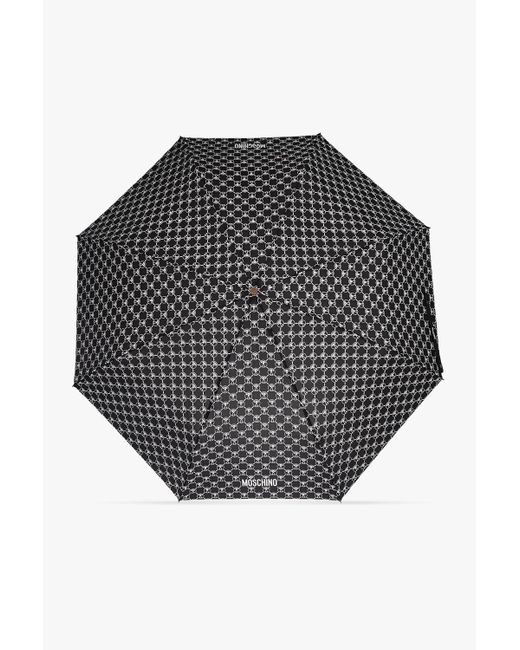 Moschino Gray Branded Umbrella