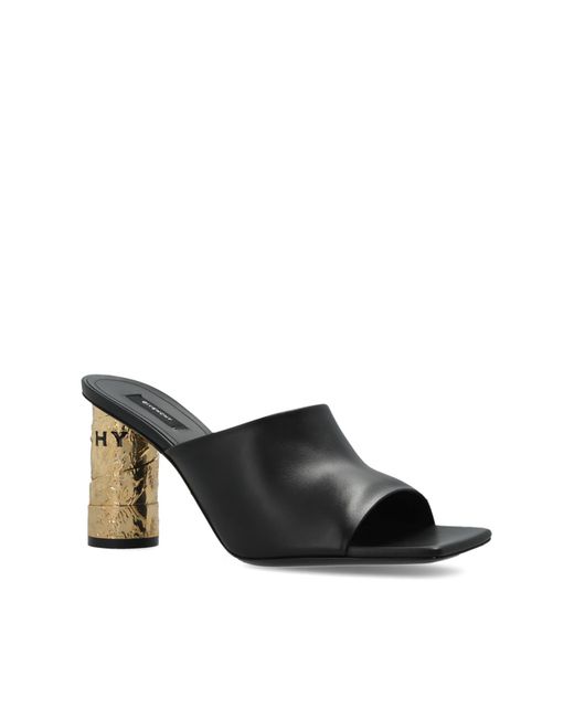 Givenchy Black Leather Heeled Mules