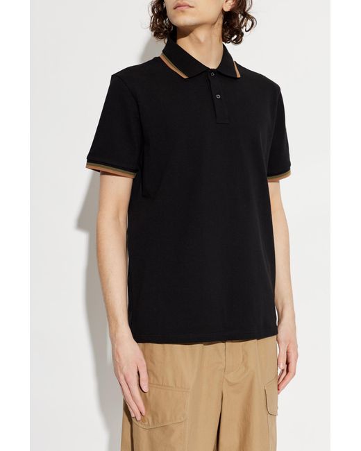 Moncler Black Polo With Logo Patch for men