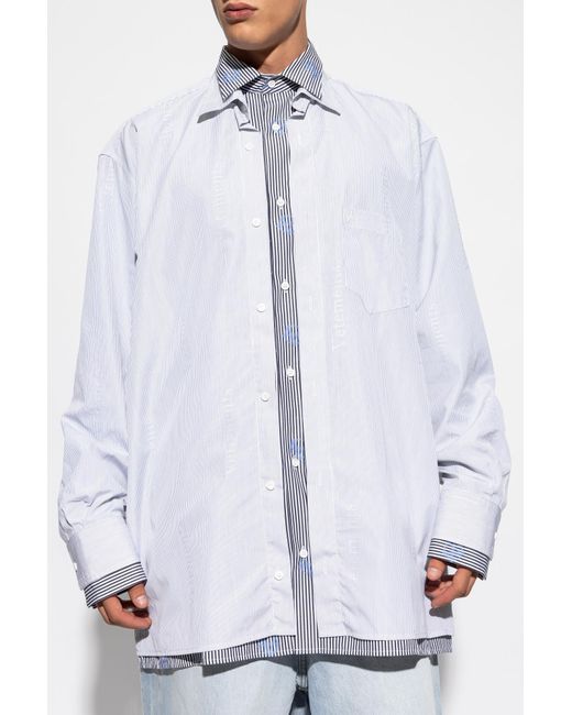 Vetements Blue Shirt With Striped Pattern for men