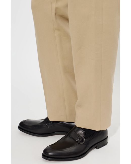 Ferragamo Black "Scout" Leather Loafers for men