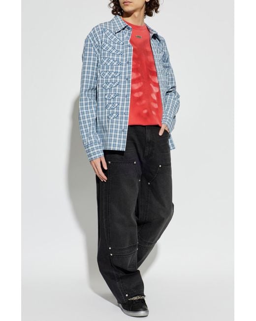 AVAVAV Blue Checked Pattern Shirt for men