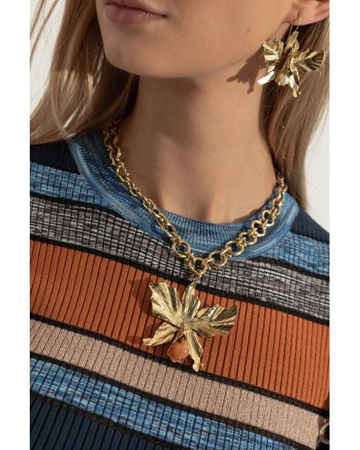 Ulla Johnson Metallic Lulu Flower Necklace
