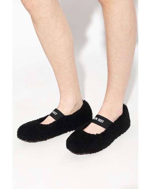 Moon Boot Black 'Mb Shearling Ballerina' Shoes
