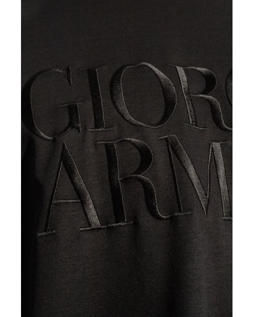 Giorgio Armani Black T-Shirt With Logo for men