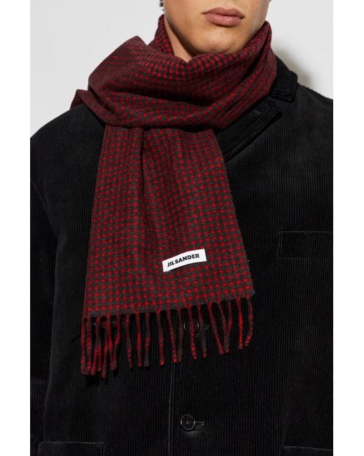 Jil Sander Red Wool Scarf for men