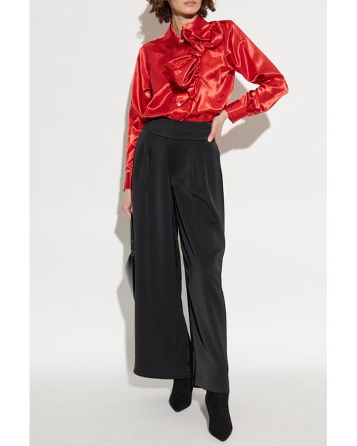 CDG by Comme des Garcons Red Satin Shirt With Decorative Bow