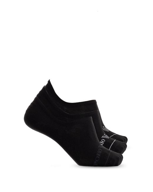 Emporio Armani Black Three-Pack Of Socks With Logo for men