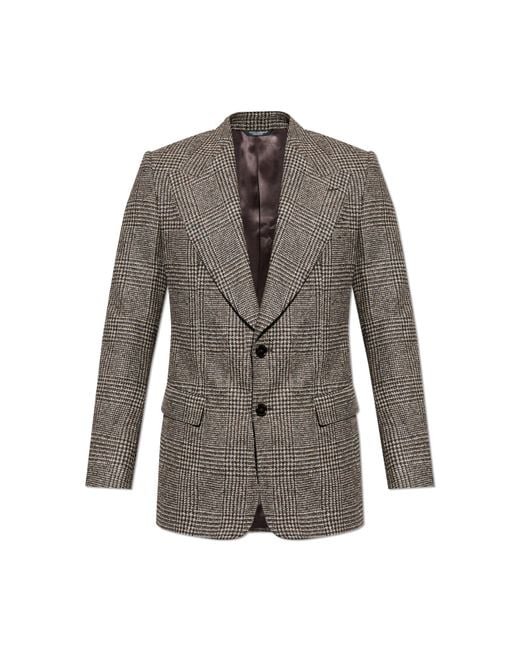 Dolce & Gabbana Gray Blazer With A Check Pattern for men