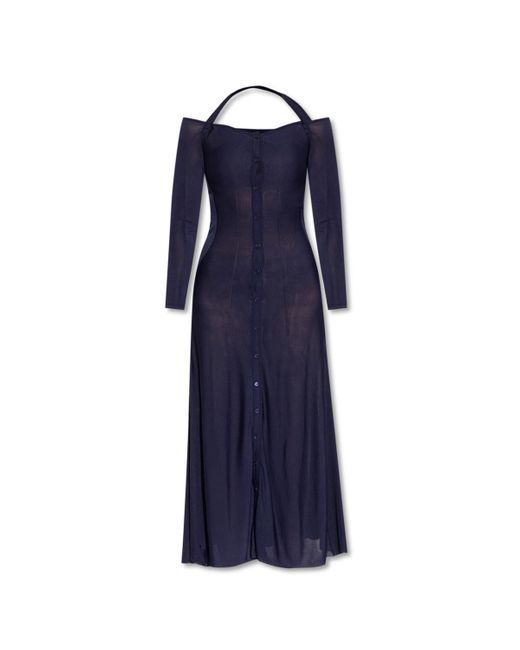 Jacquemus Blue 'lagoa' Dress With Denuded Shoulders