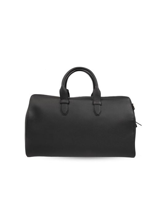 Brioni Black Leather Duffel Bag for men