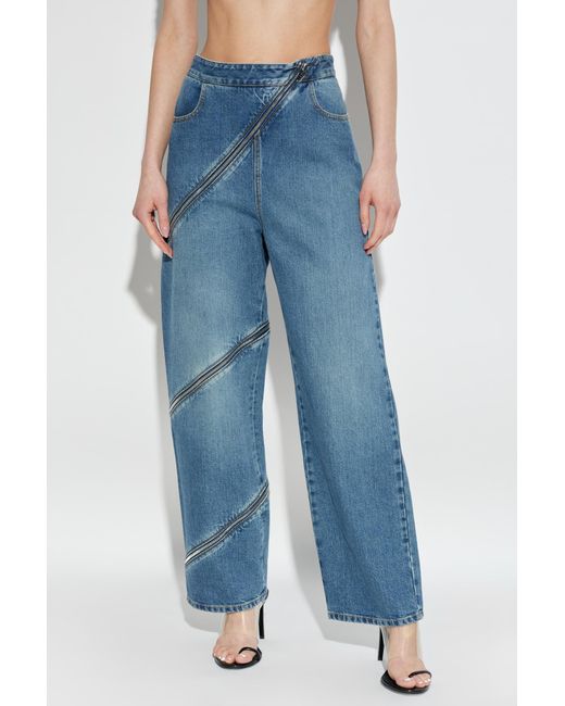 Alaïa Blue Jeans With Decorative Zipper