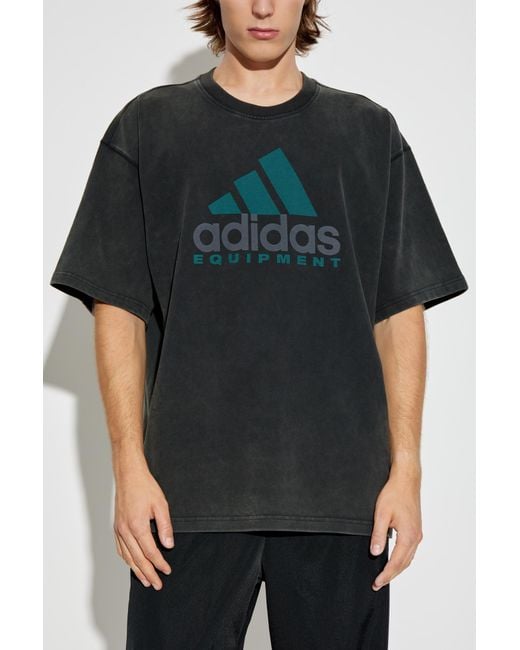 Adidas Originals Black T-Shirt With Printed Logo for men