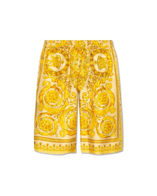 Versace Yellow Silk Shorts for men