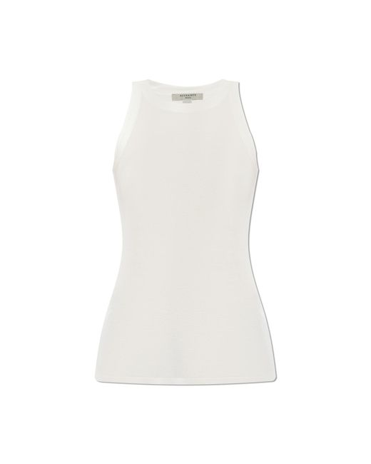 AllSaints White Sleeveless Lyocell Knit Top