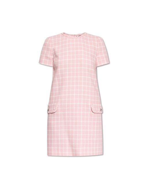 Versace Pink Checkered Pattern Dress