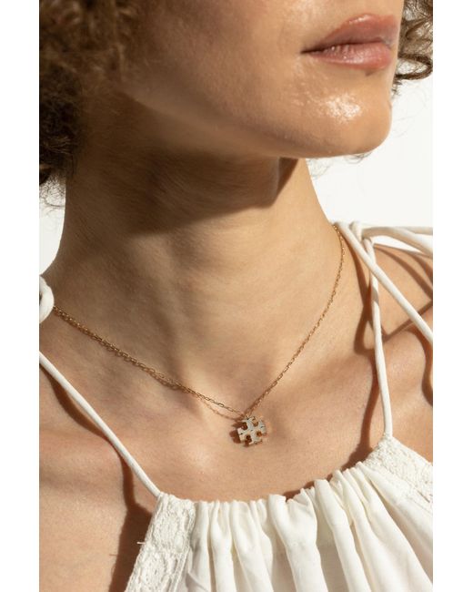 Tory Burch Metallic Necklace With A Logo-Shaped Pendant