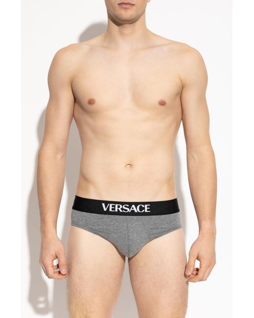 Versace Black Briefs With Logo for men