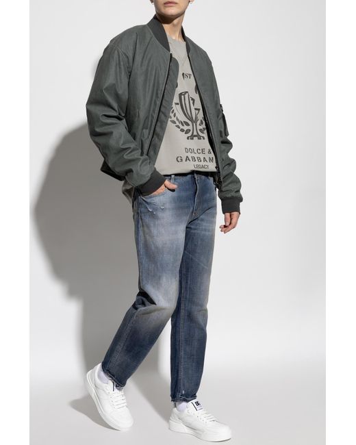 Dolce & Gabbana Gray Linen Jacket for men