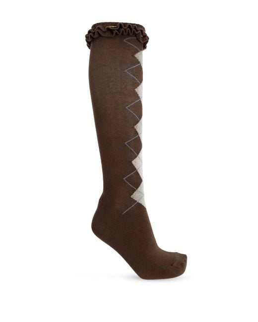 Ganni Brown Socks With A Frill