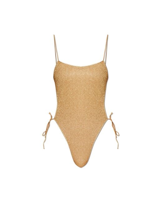 Oseree White One-Piece Swimsuit With Lurex Thread