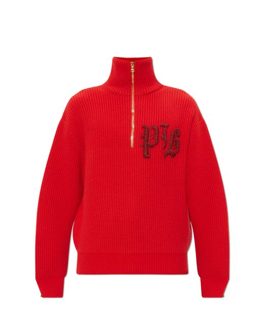 Balmain Red Sweater With Applique for men