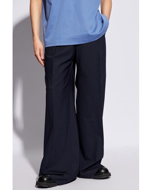 Etro Blue Wide Pleat-Front Trousers for men