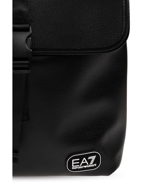 EA7 Black Backpack With Logo Patch