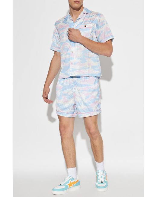 A Bathing Ape Blue Shirt With Logo for men